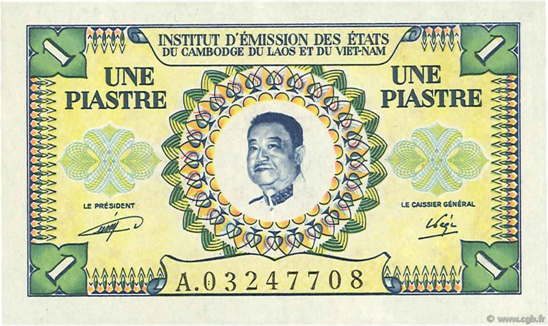 1 piastre Laos 1952 KM 903 P99