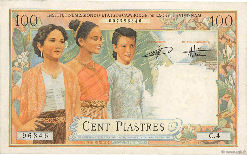 100 piastres Vietnam 1954 KM916 P108