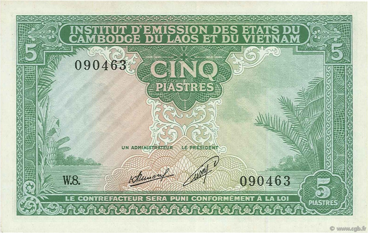 5 piastres Laos
